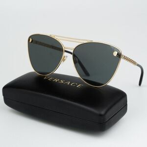 NEW Versace VE2267 100287 Gold Dark Gradient Pilot Unisex Sunglasses VE 2267